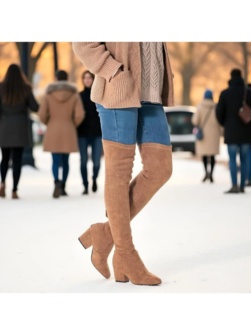 Stylish Over the Knee Suede Boots | Thigh High Block Heels | Winter Comfort